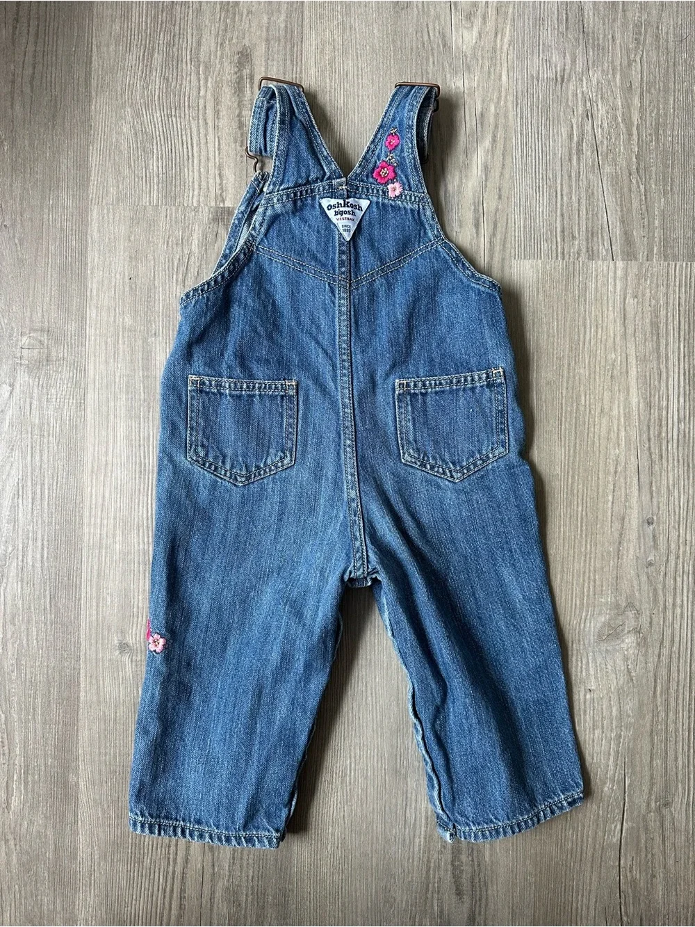 Oshkosh Denim Floral Embroidered Kids Overalls - Blue 18m